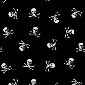 sculls and bones b/w - small 