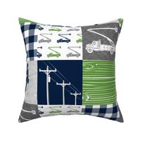 lineman patchwork - navy and lime green C20BS