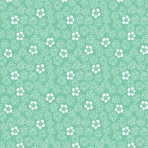 Hand drawn little flowers  in mint and white