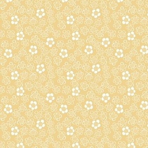 Hand drawn little flowers in millefleur style in yellow and white 