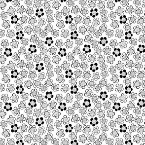 Hand drawn little flowers  in monochrome