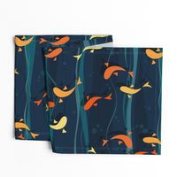 koi fish - deep green lake - beautiful stylized koi fish - fish wallpaper