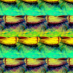 CANOE AT LAKE RAINBOW STRIPES MULTICOLOR SUNNY GREEN 2 PSMGE