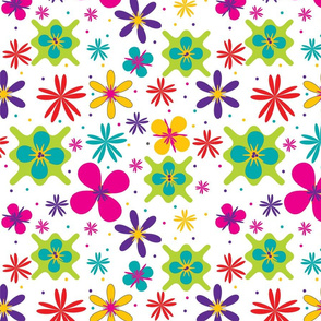 Bright Vector Flowers Abstract Pattern 12x12 150PPI