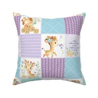 4 1/2" GiGi the Giraffe Patchwork Quilt – Girls Baby Blanket Nursery Bedding (mint purple blue) Quilt C