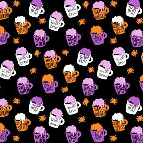 SMALL witches brew - witch coffee, halloween, pumpkin spice fabric, witch fabric
