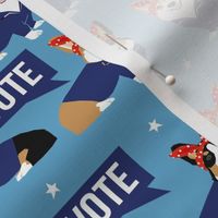 corgi vote fabric - dog election dog - blue
