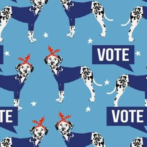 dalmatian vote fabric - dog election dog - blue