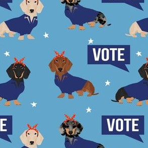 dachshund vote fabric - dog election dog - blue