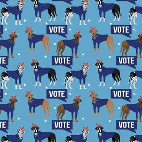 SMALL great dane vote fabric - dog election dog - blue