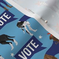 great dane vote fabric - dog election dog - blue