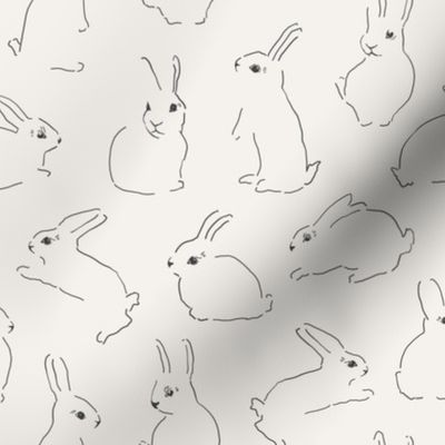 Hand drawn Easter bunny rabbits on bone