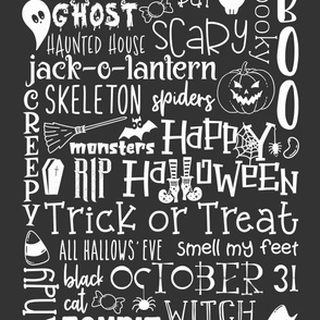 Halloween Subway Art Typography Distressed on dark grey