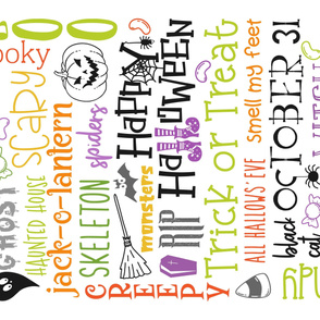 Halloween Subway Art Typography Brights Rotated - 36 x 54 inches