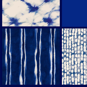 Batik Faux Quilt Squares - Tie Dye Indigo 48x48