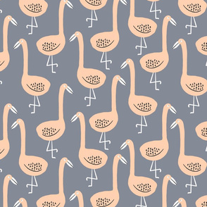 Cute flamingos blue