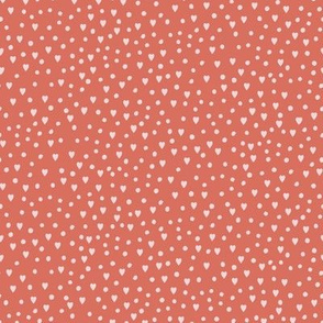 Dots and hearts coral