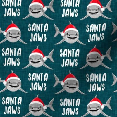 santa jaws - teal - christmas shark - LAD20