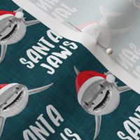 santa jaws - teal - christmas shark - LAD20