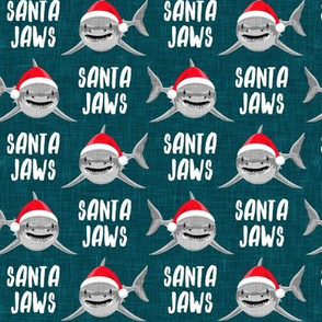 santa jaws - teal - christmas shark - LAD20