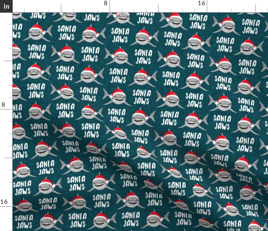 santa jaws - teal - christmas shark - LAD20