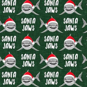 santa jaws - dark green - christmas shark - LAD20