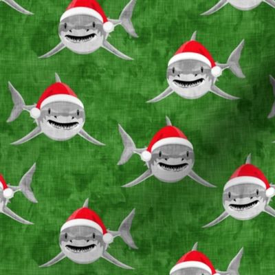 santa sharks - green - christmas shark - LAD20