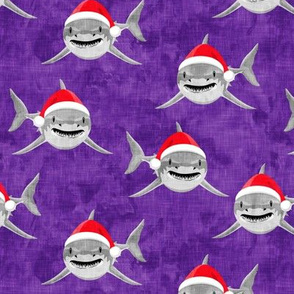 santa sharks - purple - christmas shark - LAD20