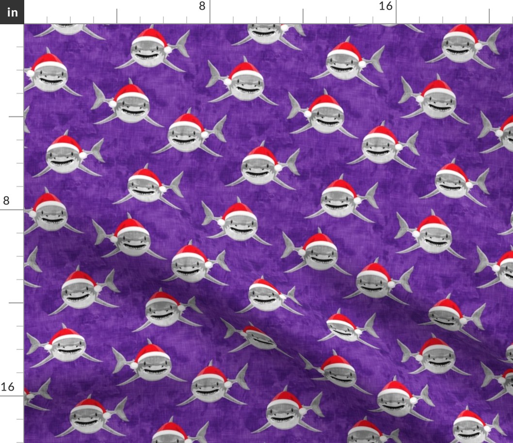 santa sharks - purple - christmas shark - LAD20