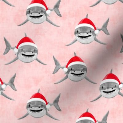 santa sharks - pink - christmas shark - LAD20