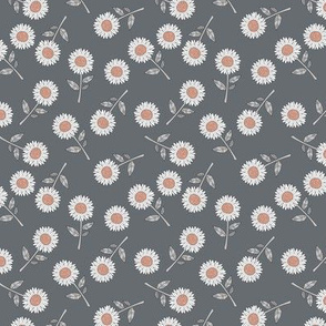 Sunflowers and petals sweet boho flowers garden summer summer gray coral white SMALL