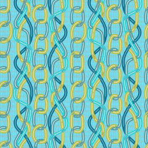 Chains and Twisted Ribbons Turquoise and Yellow
