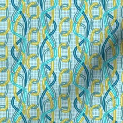 Chains and Twisted Ribbons Turquoise and Yellow 2