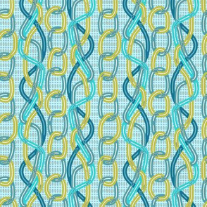 Chains and Twisted Ribbons Turquoise and Yellow 2