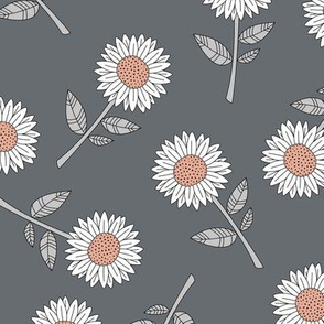 Sunflowers and petals sweet boho flowers garden summer summer gray coral white