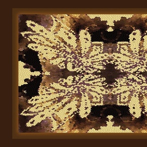 Star Flower Faux Needlepoint Tea Towel Brown 54"