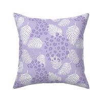 Palm leaves and animal panther spots leopard summer boho summer lilac lavender purple