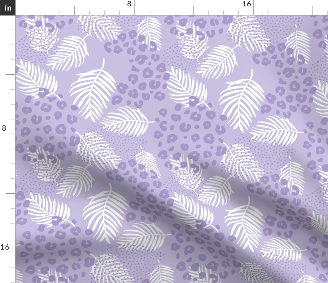 Palm leaves and animal panther spots leopard summer boho summer lilac lavender purple