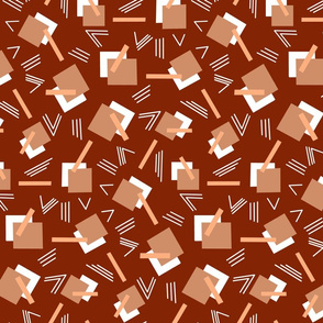 Art Deco Rectangles Bars and Vs in Reddish Browns