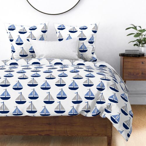 Nautical Sailboat Navy Blue Gray