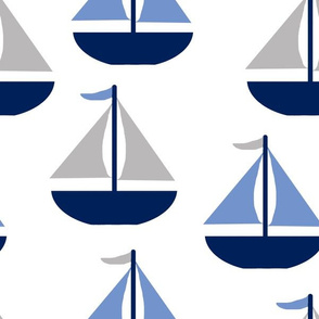 Nautical Sailboat Navy Blue Gray