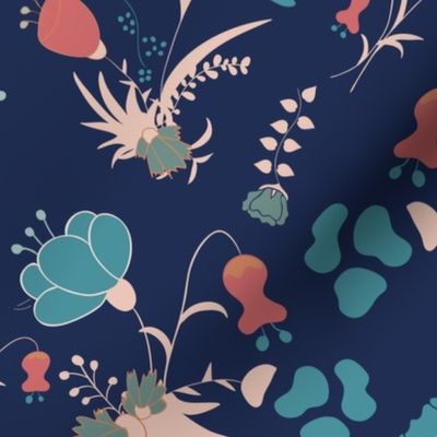 flower, floral, botanical, navy, flower bouquet