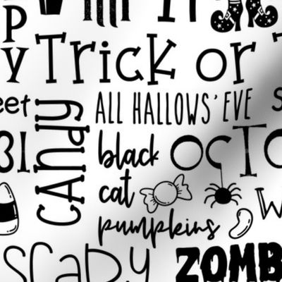 Halloween Typography Black on white - medium scale