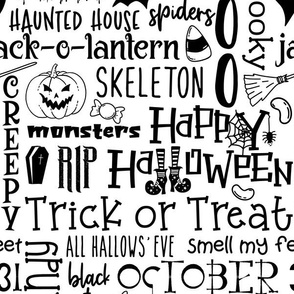 Halloween Typography Black on white - medium scale