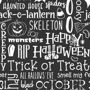 Halloween Typography White on Dark Grey - extra large scale