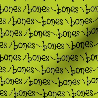 Bones typography- black on lime green - extra small scale