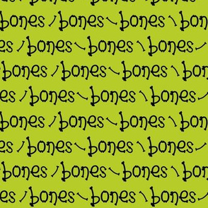 Bones typography- black on lime green - extra small scale