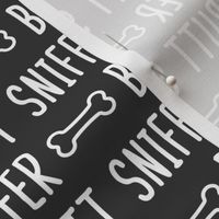 Butt Sniffer - white on black- extra small scale