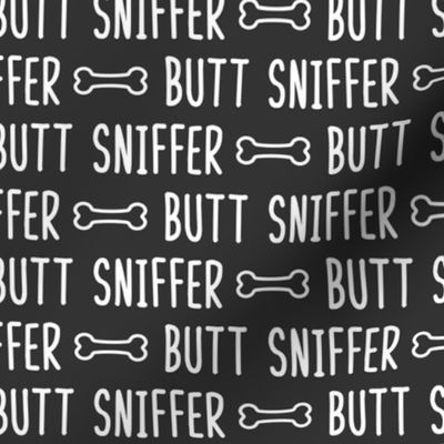 Butt Sniffer - white on black- extra small scale