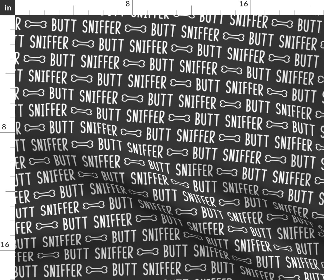 Butt Sniffer - white on black- extra small scale